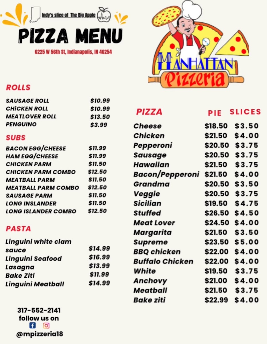 Manhattan Pizzeria Menu - Image 1