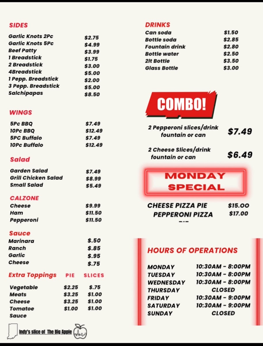 Manhattan Pizzeria Menu - Image 2